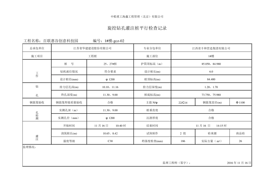 旋挖钻孔灌注桩平行检查记录_第2页