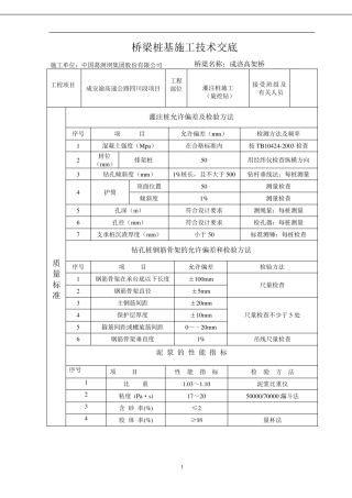 旋挖钻孔灌注桩施工技术交底