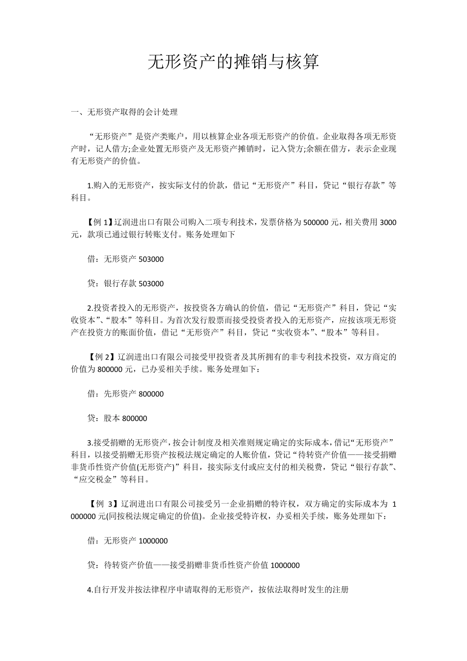 无形资产的摊销与核算_第1页