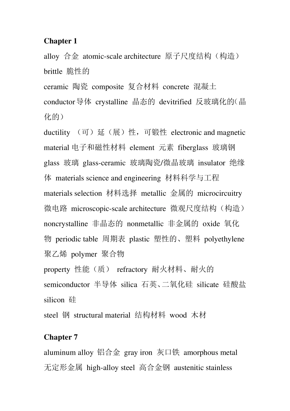 无机非金属材料专业材料概论英语词汇_第1页