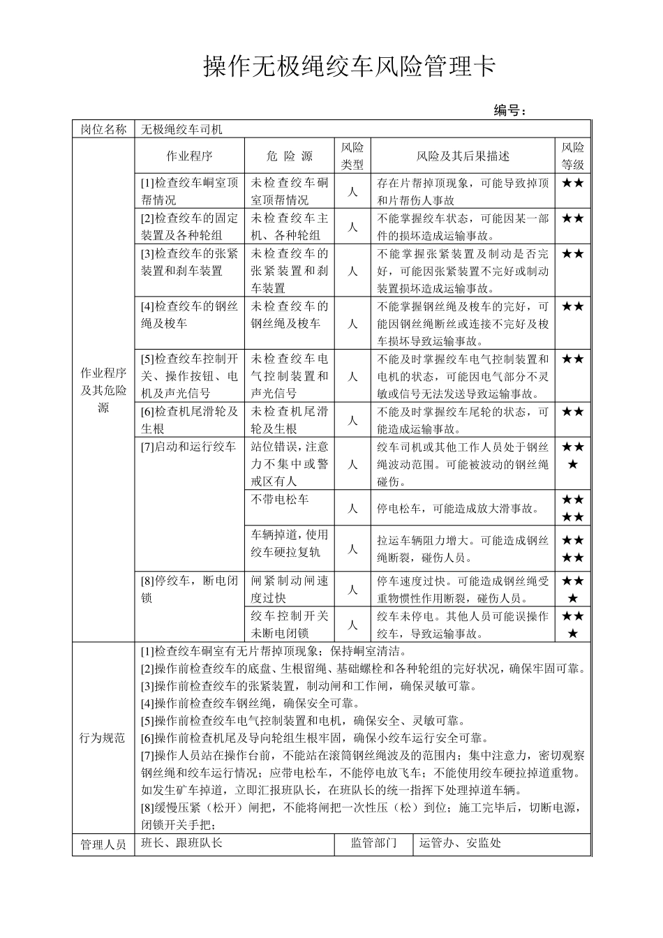 无极绳绞车风险预控卡_第2页