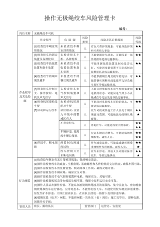 无极绳绞车风险预控卡