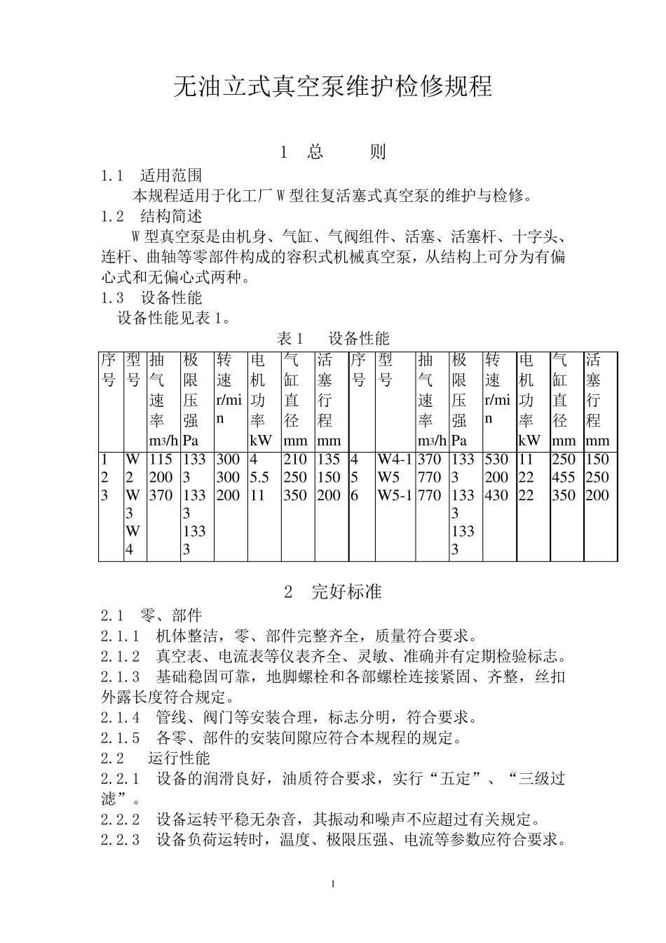 无油立式真空泵维护检修规程_第1页