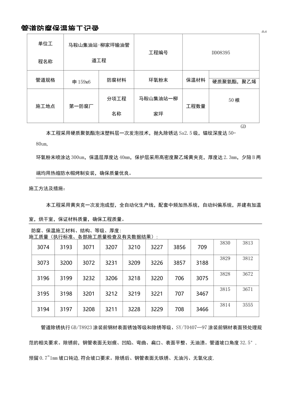 管道防腐保温记录_第1页