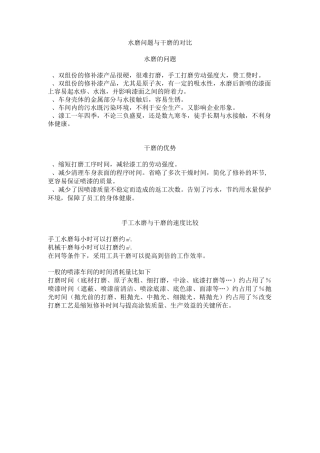 汽车无尘干磨的优点