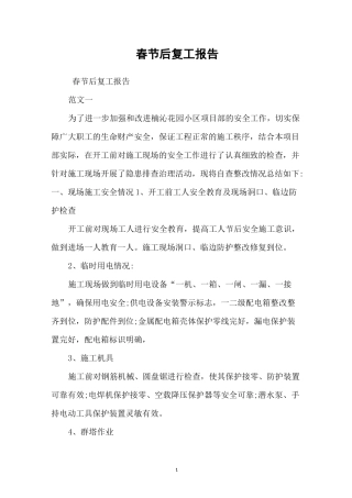 春节后复工报告