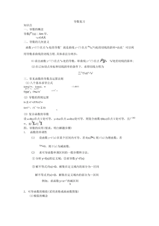高中文科导数复习与题型归纳