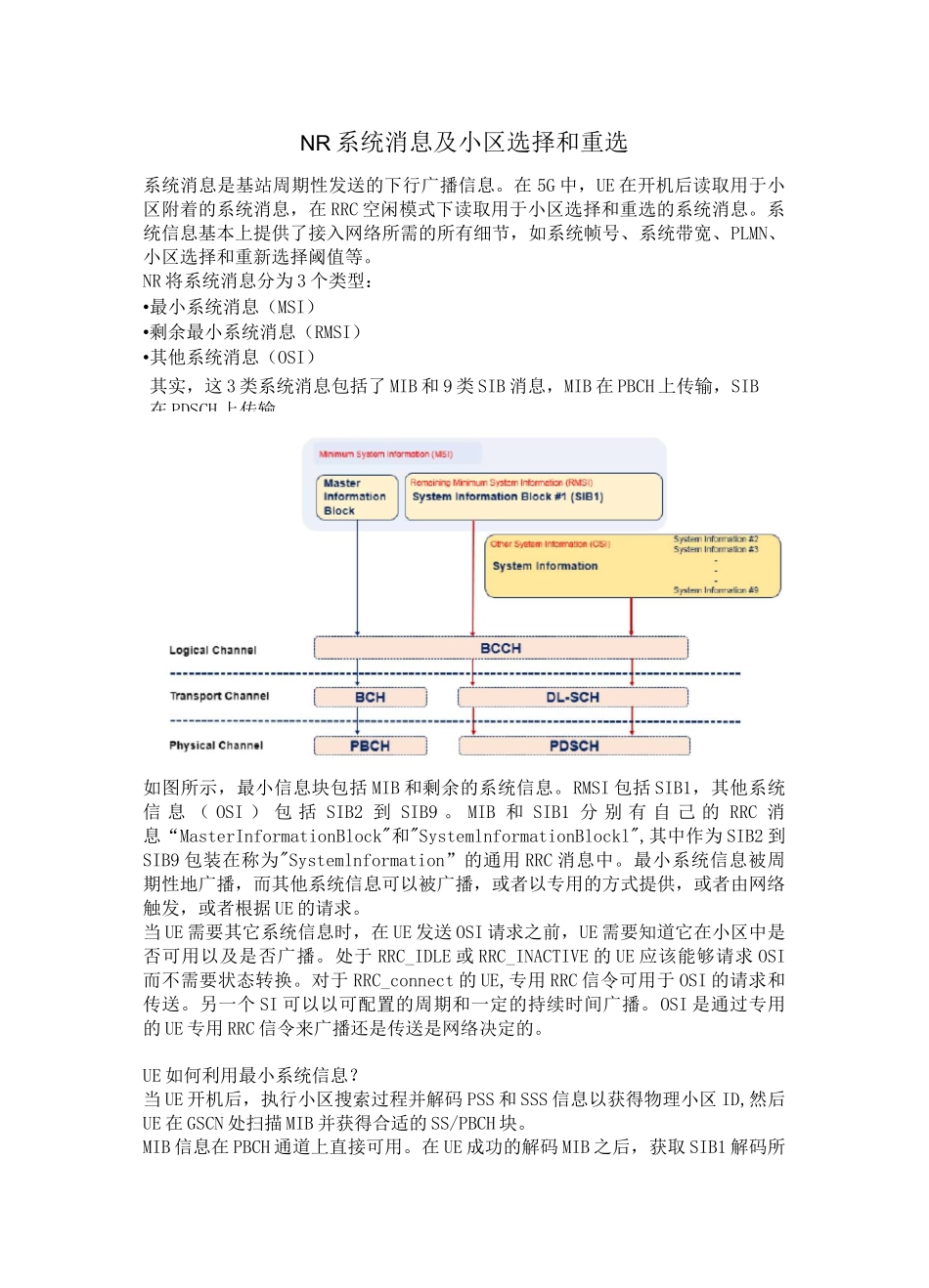 NR 系统消息及小区选择和重选_第1页