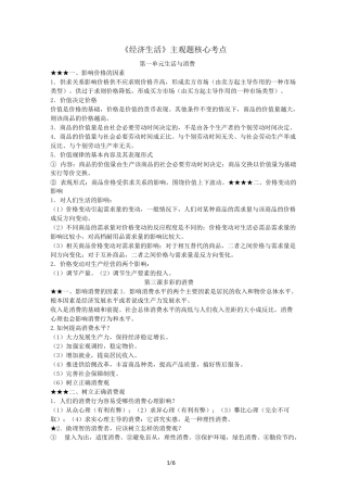 高中政治人教版必修一经济生活主观题核心知识整理