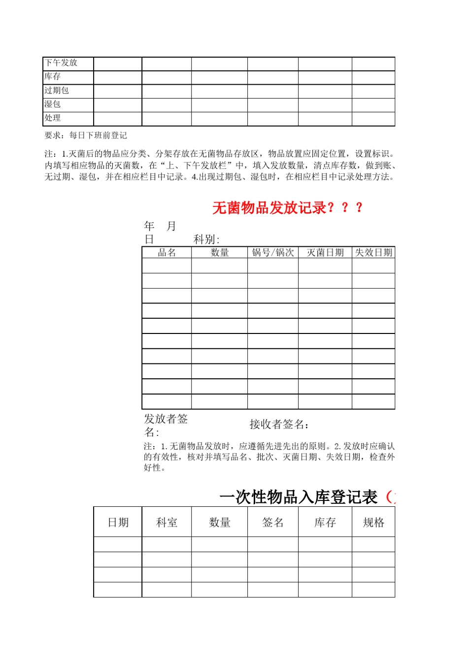 无菌物品存放区表格汇总_第3页