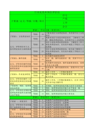 日内瓦范本岗位评估法表格