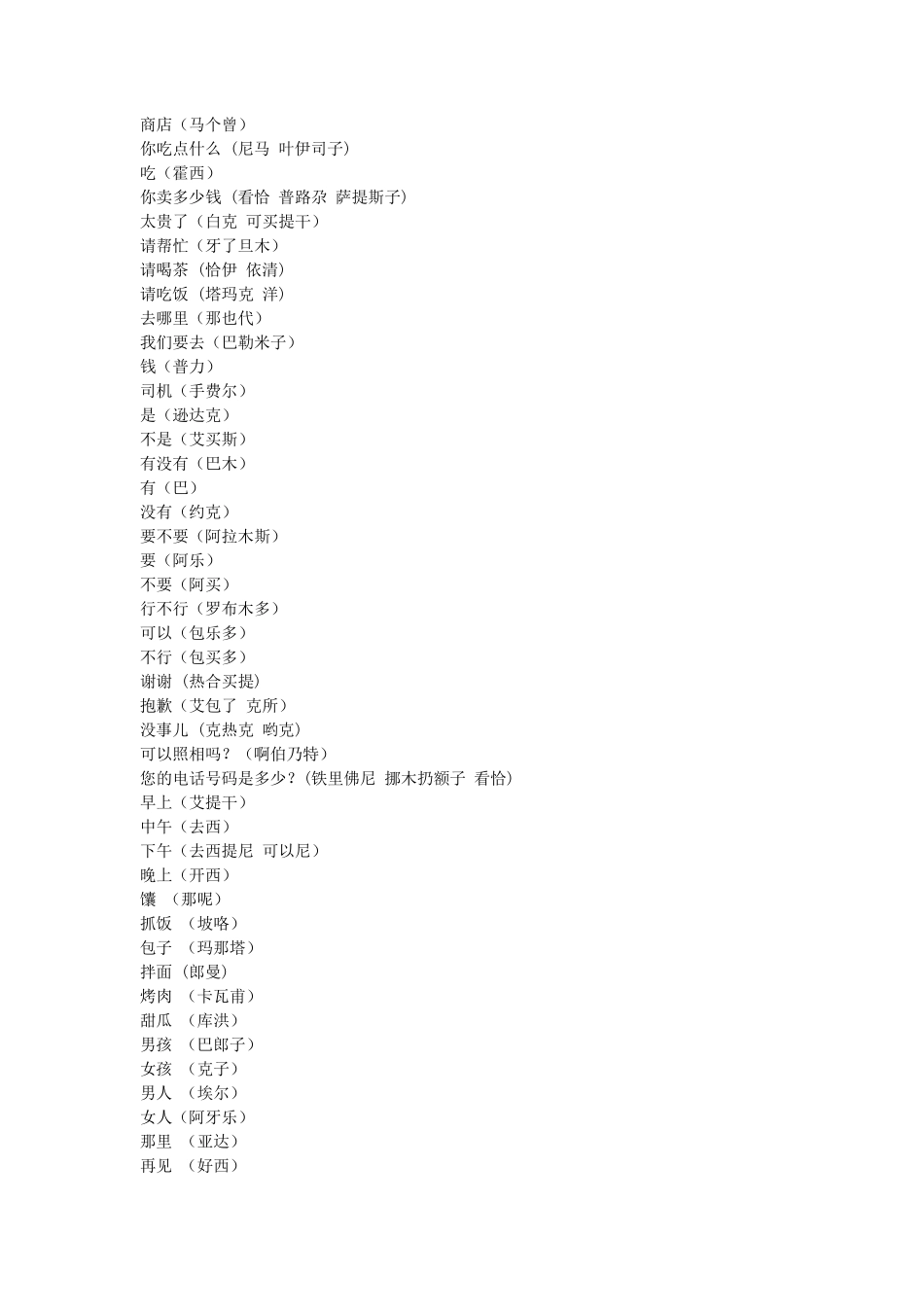 日常交流维语大全_第3页