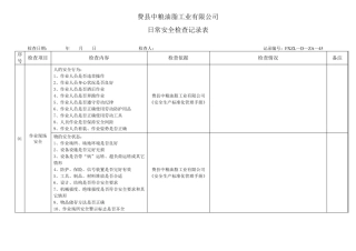 日常安全检查表