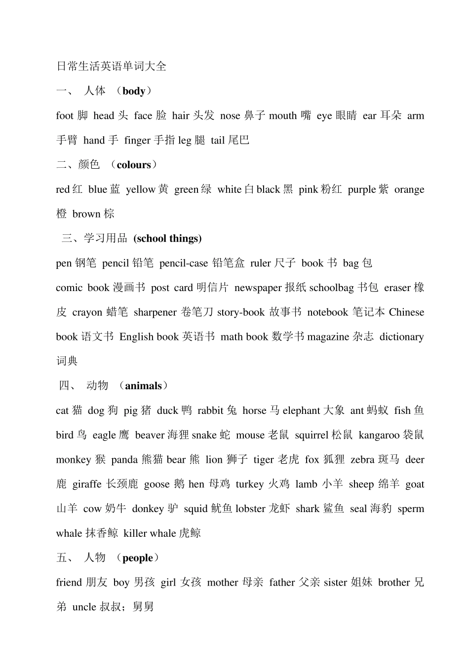 日常生活英语单词大全加天气现象词汇及句子_第1页