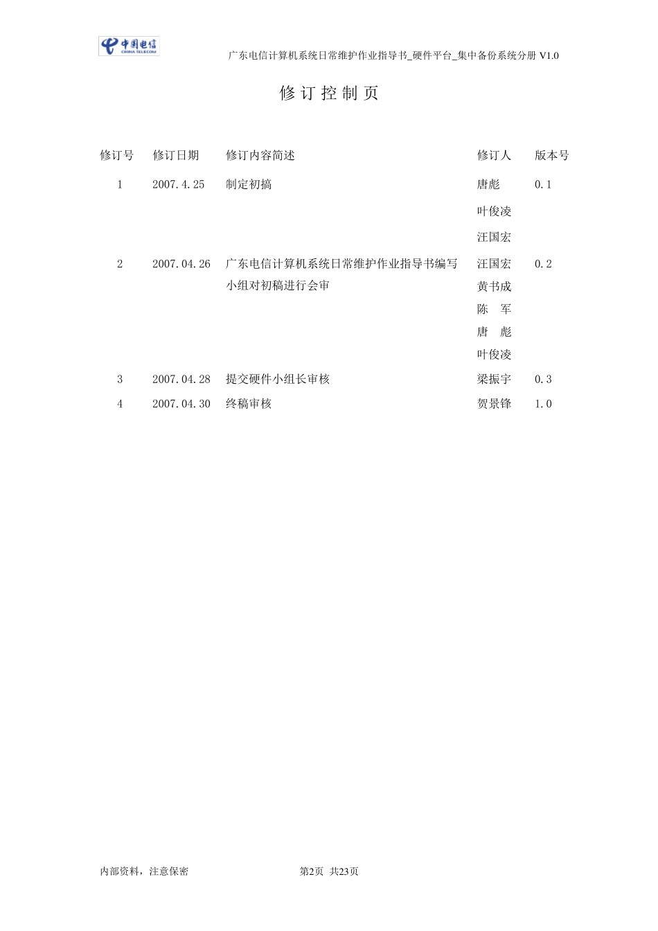 日常维护作业指导书_集中备份系统_V1.0_第2页