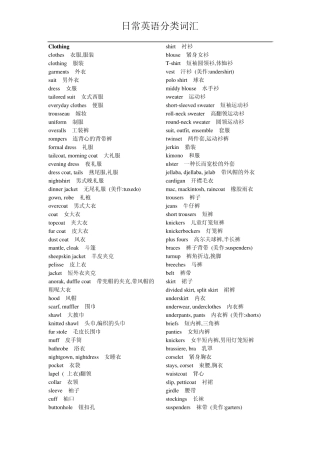 日常英语分类词汇