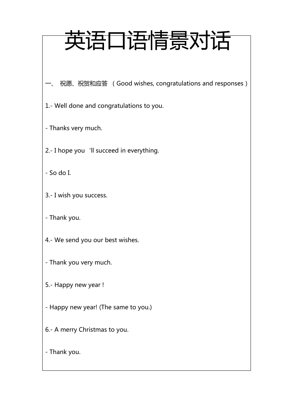 日常英语口语情景对话大全_第1页