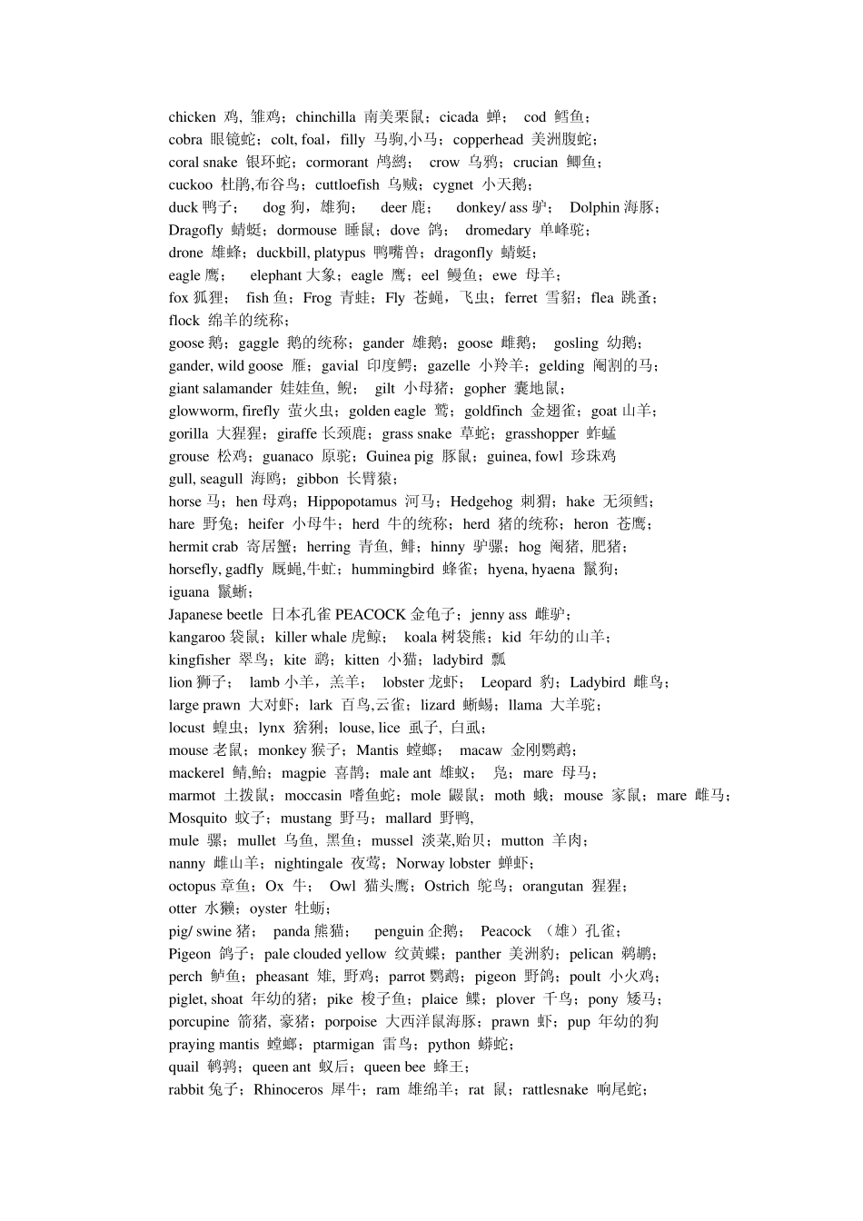 日常英语词汇分类_第2页