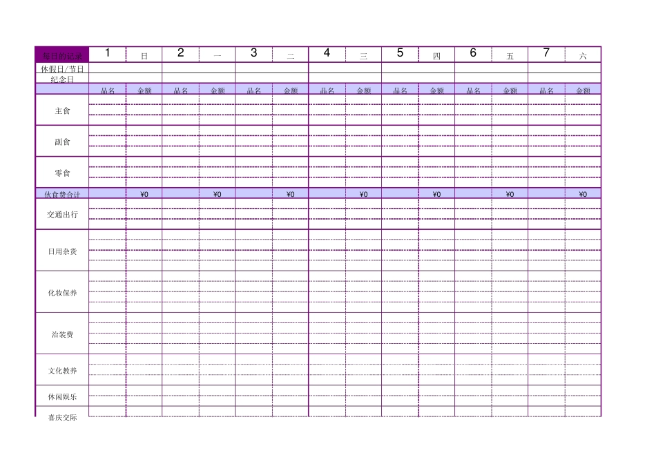 日常记账表格_第3页