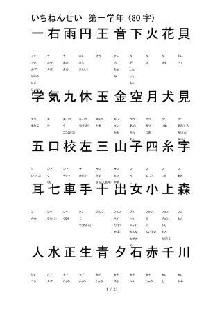 日本小学生汉字表