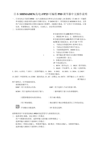 日本岛电FP23PID调节器中文操作说明书