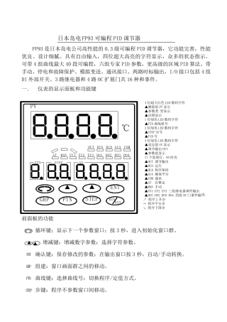 日本岛电FP93可编程PID调节器中文操作说明(最详细版)