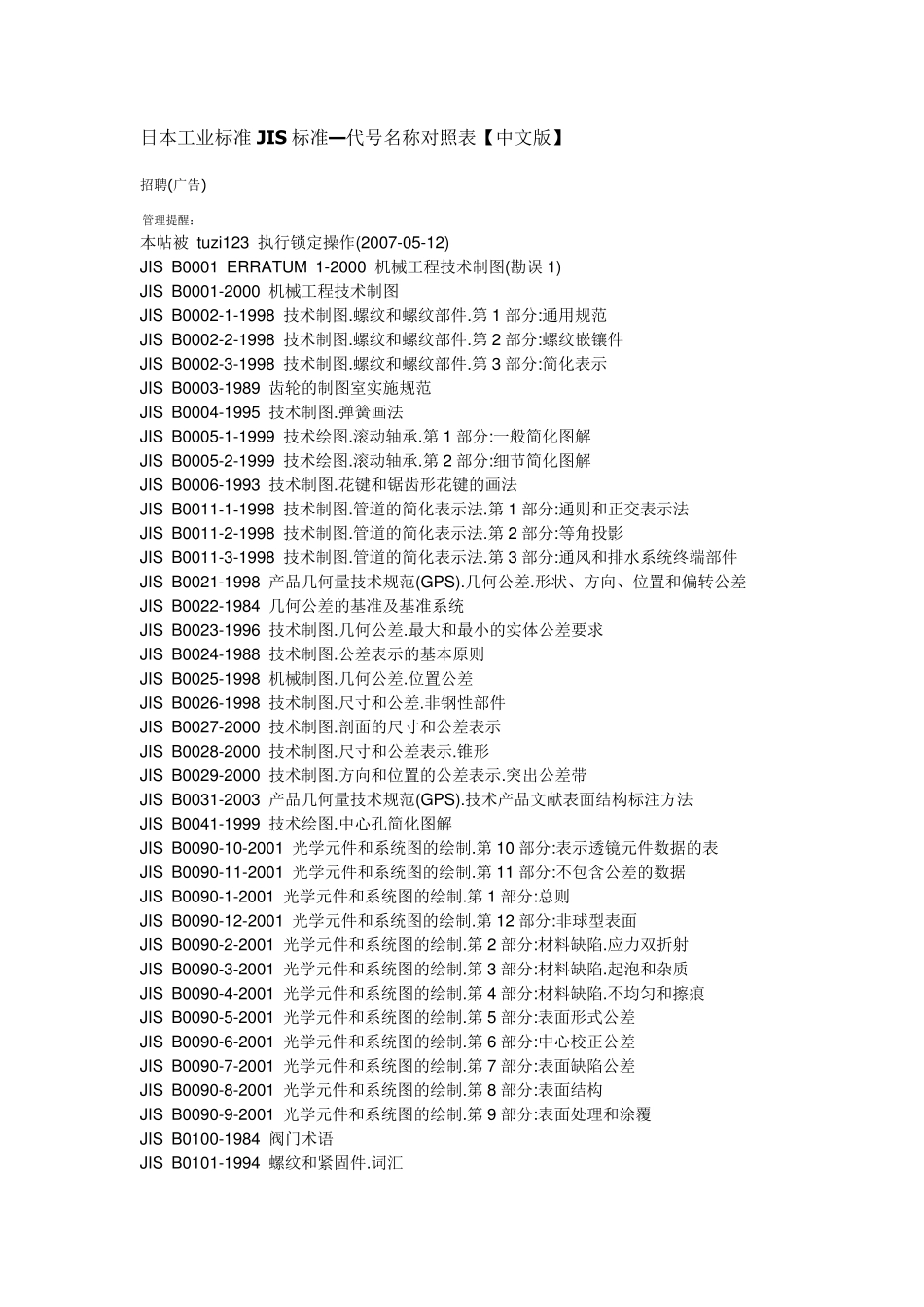 日本工业标准JIS标准—代号名称对照表_第1页