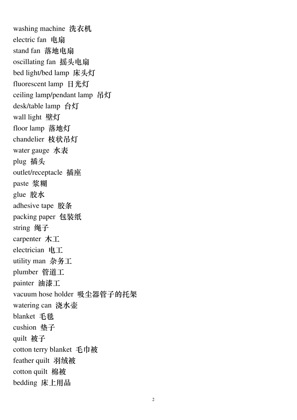 日用品英语单词_第2页