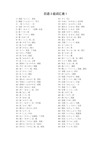 日语3级词汇表