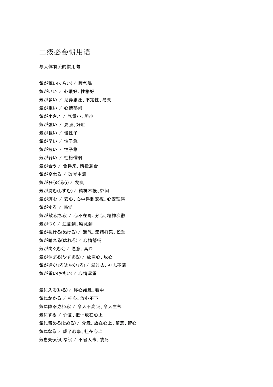 日语二级惯用语汇总_第1页