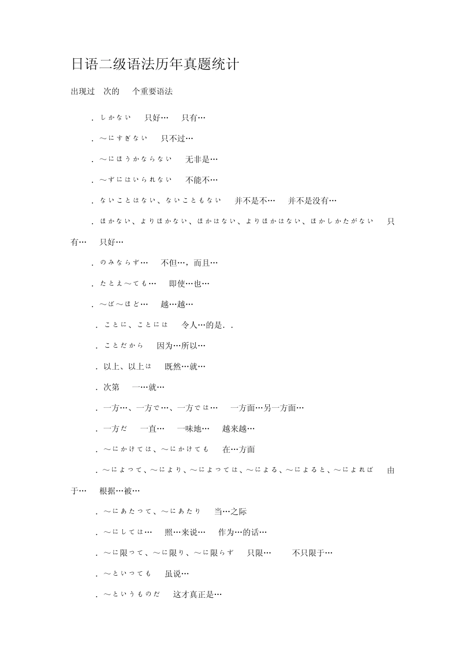 日语二级语法历年真题统计1_第2页