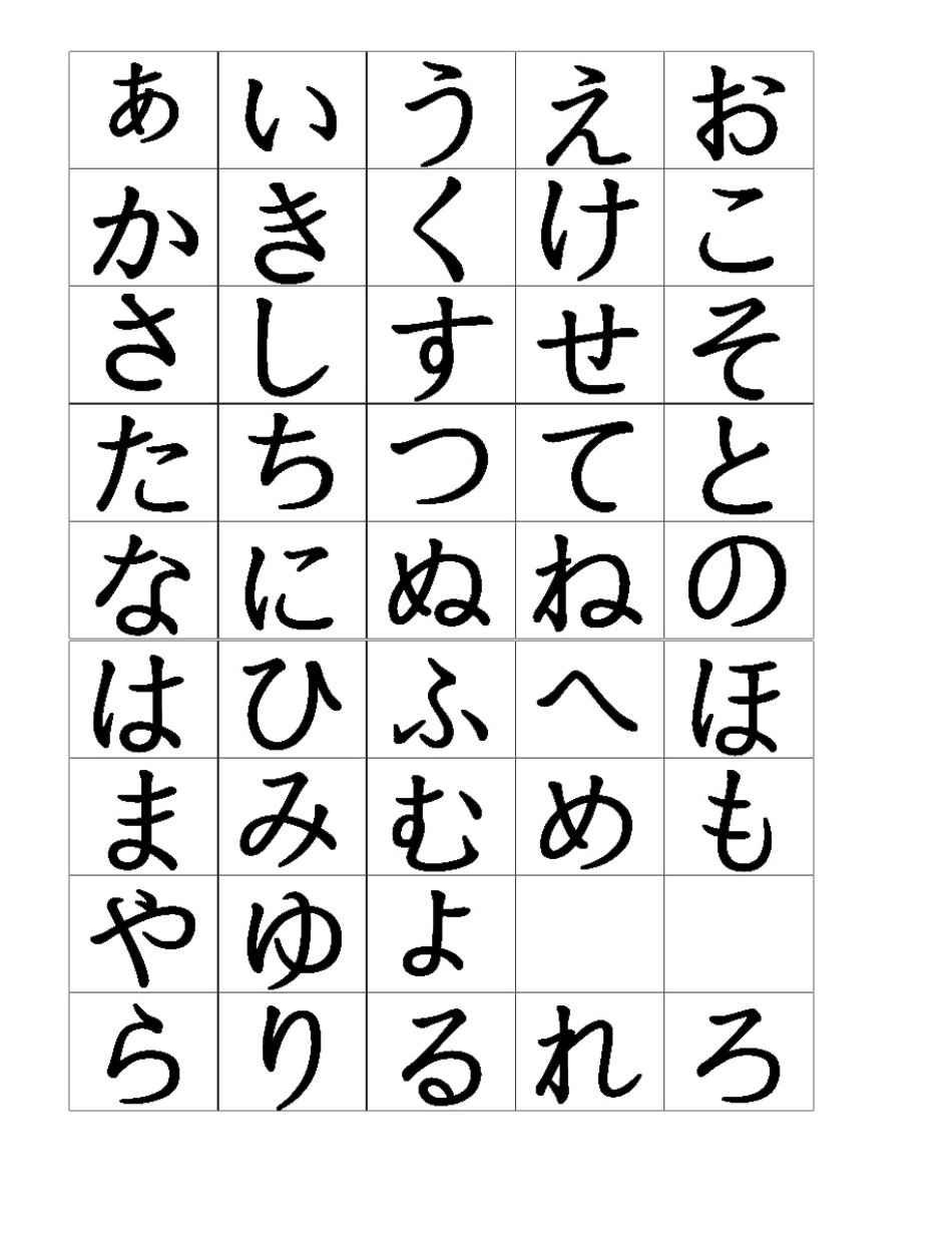 日语五十音图(制作卡片)(包括拗音)可正反打印_第1页