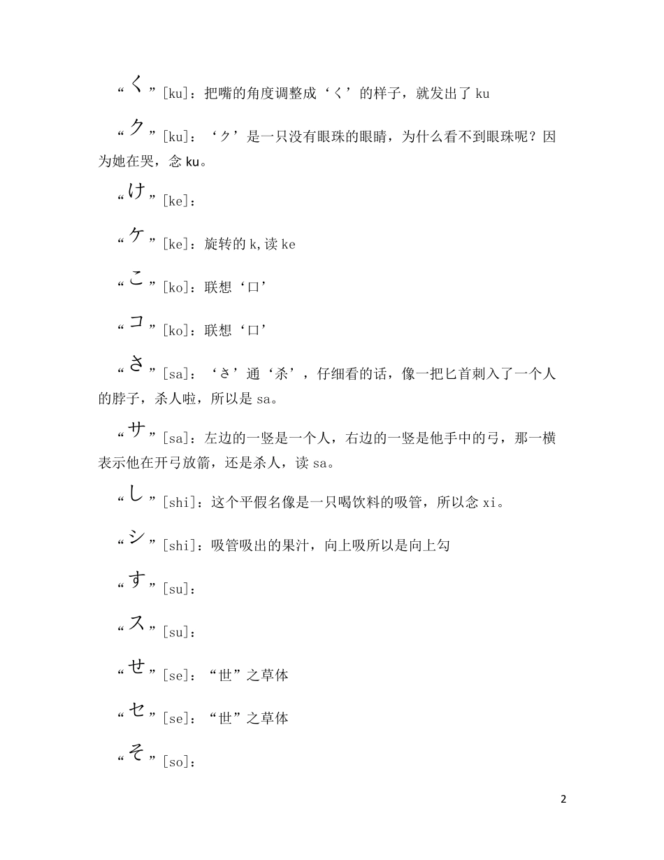 日语五十音图记忆法(演变+象形联想)_第2页