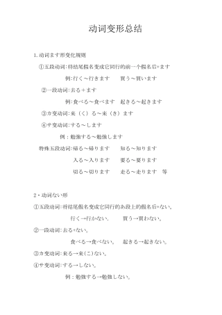 日语动词变形总结(10种全)