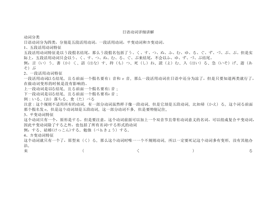 日语动词变形详解_第1页