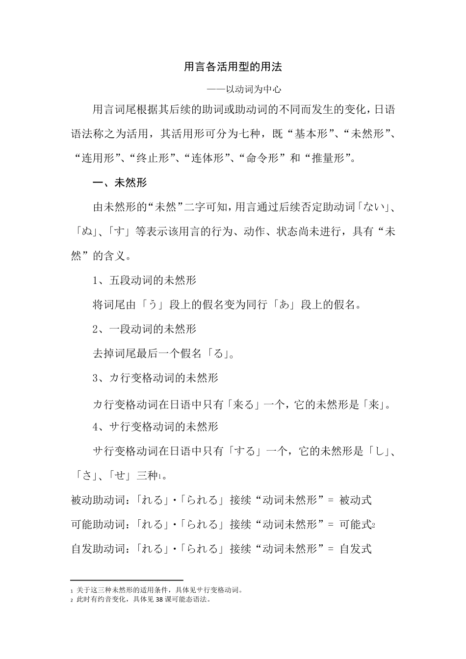日语动词各活用型用法大全_第1页