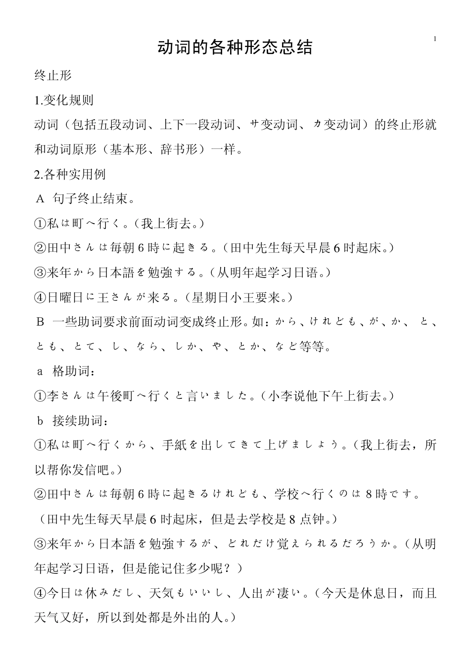 日语动词的各种形态总结_第1页
