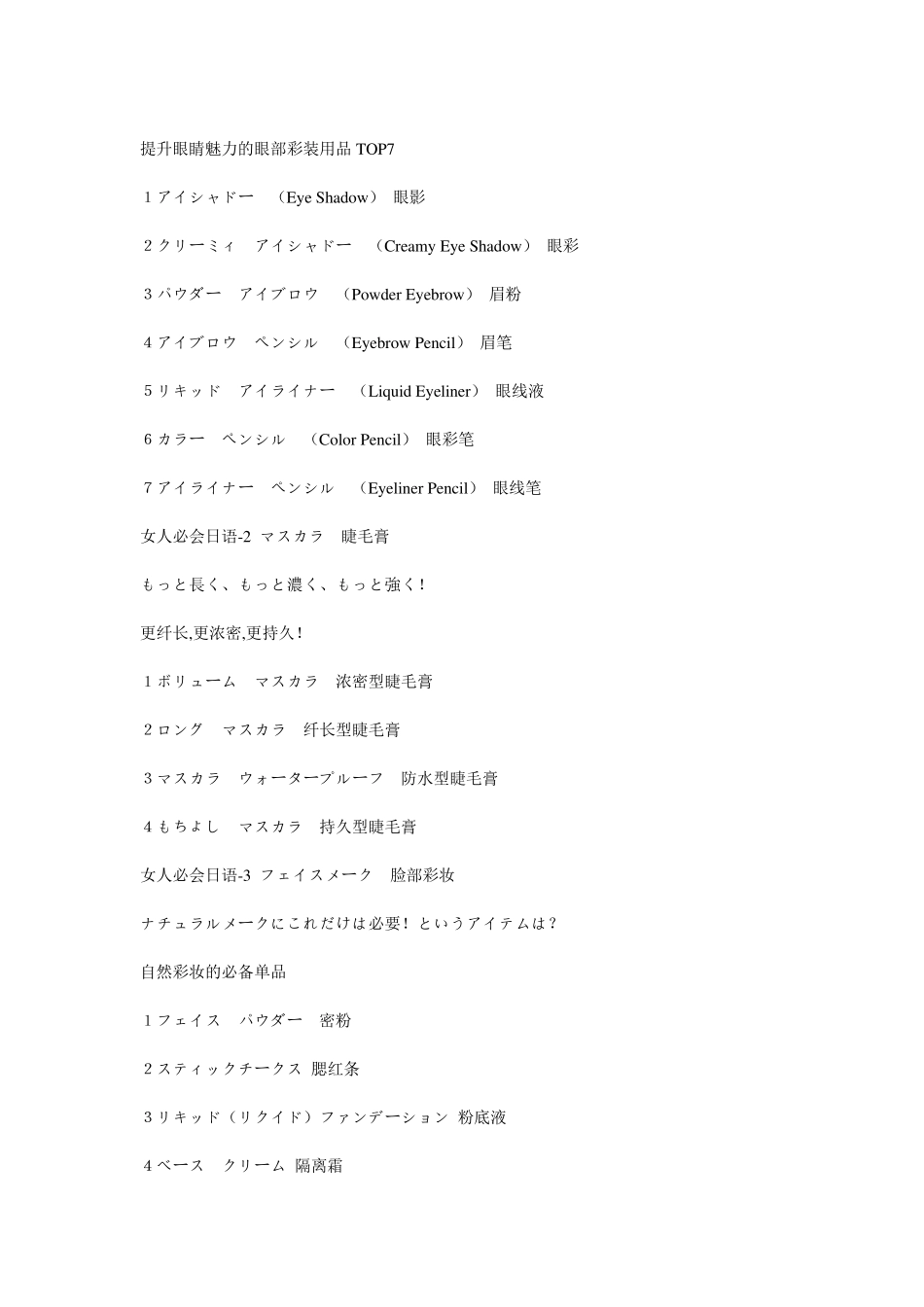 日语化妆品用语_第1页