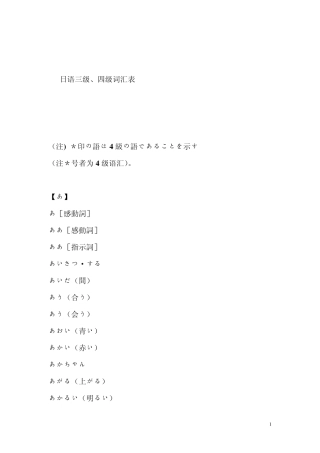 日语单词四级分类汇总‘