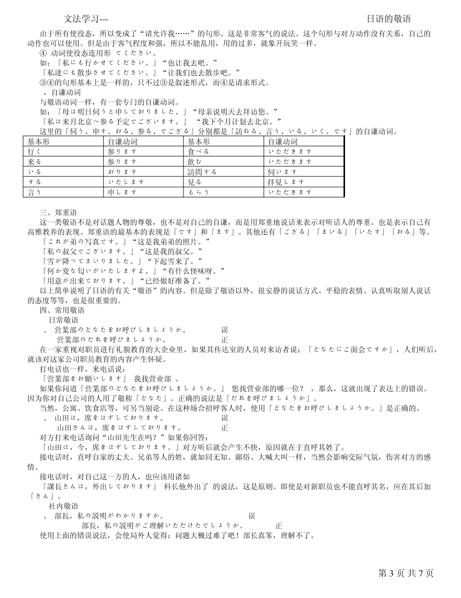 日语常用敬语大全_第3页