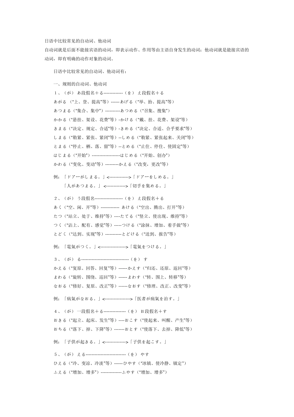 日语常见自动词他动词_第1页
