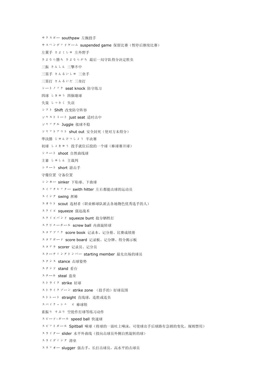 日语棒球相关词汇_第3页