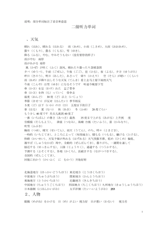 日语能力考试N2听力单词概括