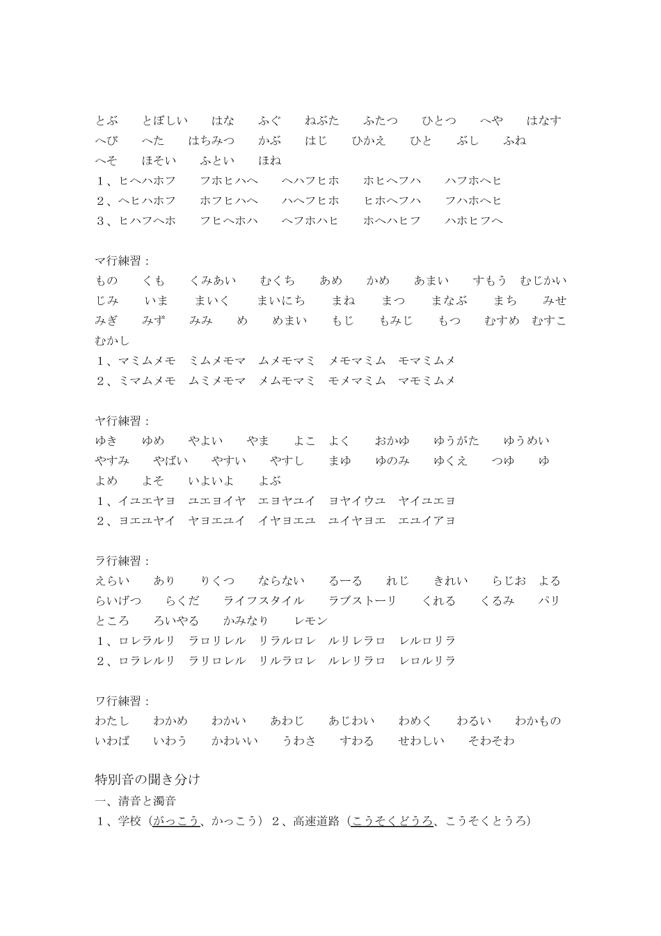 日语语音五十音图初级发音练习和初级日常用语_第2页