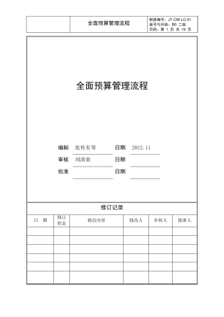 旭辉全面预算管理流程
