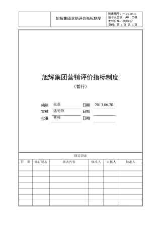 旭辉集团营销条线评价指标制度