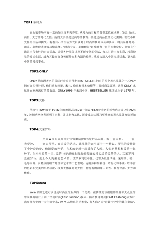 时尚女装品牌大全