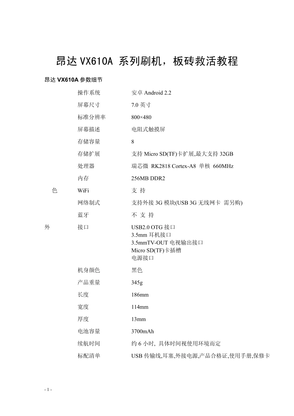 昂达VX610A系列刷机,板砖救活教程(转贴乐致论坛孤单的TOM)_第1页