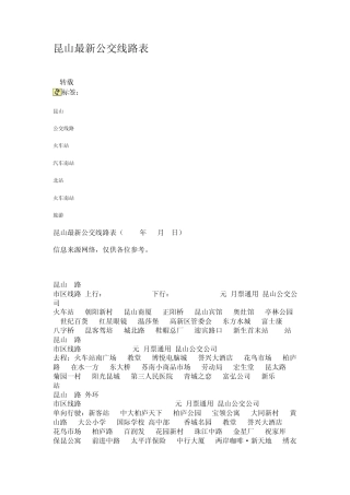 昆山最新公交线路表