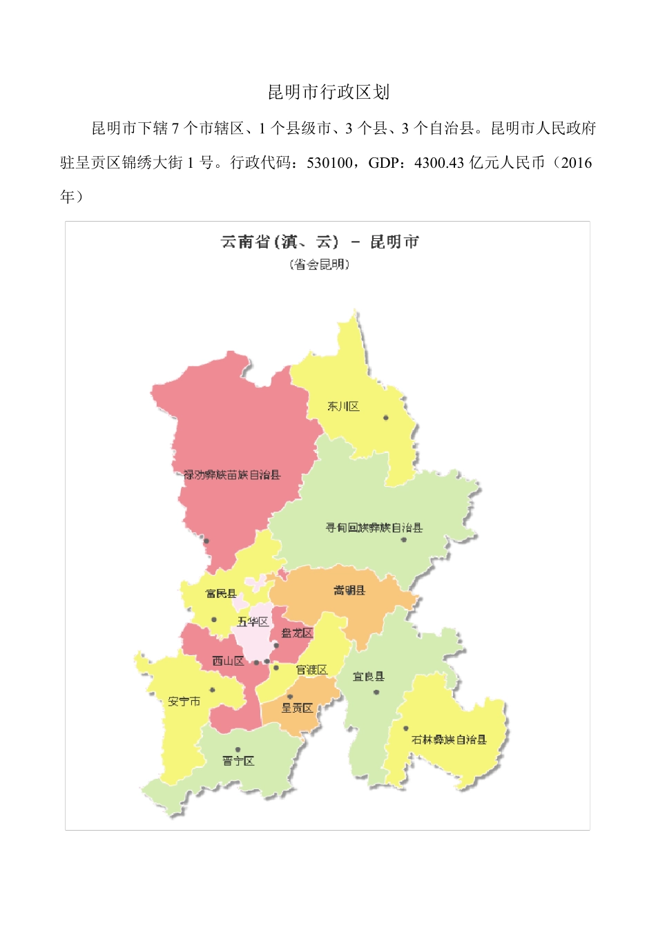 昆明市行政区划(带图)_第1页